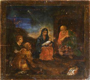 PITTORE ANONIMO Fine XVIII secolo - Adorazione del bambino