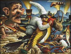 GIULIANO COSTA 1960 - Pulcinella su rinoceronte volante ante 2013