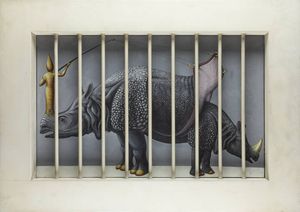 PITTORE ANONIMO - Rinoceronti surreali