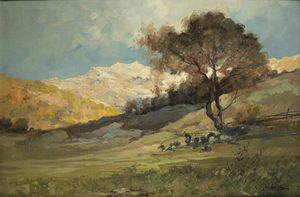 CESARE GHEDUZZI Crespellano (BO) 1894 - 1944 Torino - Paesaggio collinare