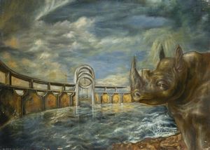 RICCARDO ROSSATI Roma 1971 - Rinoceronte nelle acque spirituali 25/8/1993