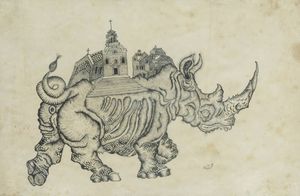 HRVOJE SERCAR Zagabria (Croazia) 1936 - 2014 - Chiesa su rinoceronte