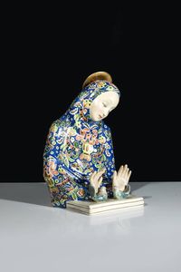 LENCI TORINO - H cm 29 ceramica policroma Opera marcata in pasta Scavini e marcata sotto la base Lenci-Torino-Italia Bibl.: -  [..]