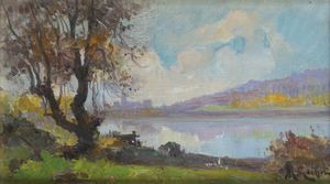 MARIO GACHET Torino 1879 - 1981 - Il lago di Avigliana