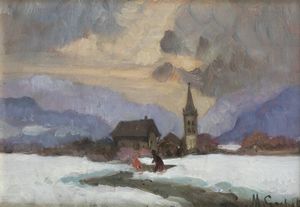 MARIO GACHET Torino 1879 - 1981 - Inverno a Frabosa Sottana