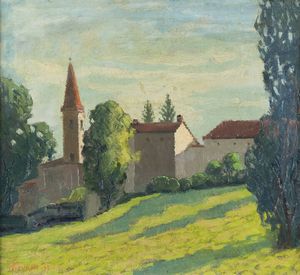 FERRUCCIO PIOVANO Cambiano (TO) 1890 - 1980 Torino - Veduta di paese
