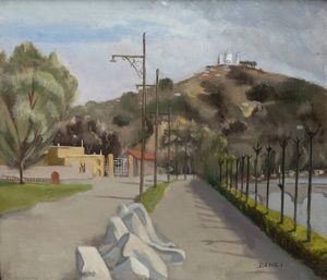 GIULIO BENZI Quargnento (AL) 1907 - 1955 Robilante (CN) - Paesaggio collinare