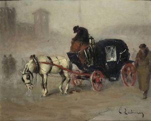 CESARE TUBINO Genova 1899 - 1990 - Carrozza con vetturino