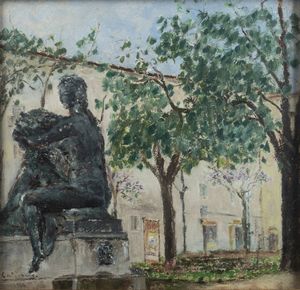 GIOSUE' CALIERNO Caserta 1897 - 1968 Pietra Ligure (SV) - Fontana delle quattro stagioni in piazza Solferino a Torino (particolare) 1944