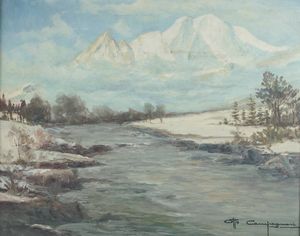 OTTORINO CAMPAGNARI Mestre (VE) 1910 - 1982 Torino - Monte Bianco dalla Val Ferret