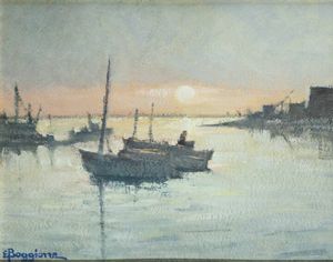 ENRICO BOGGIONE Torino 1889 - 1985 - Tramonto - Mare del Vales - Inghilterra 1964