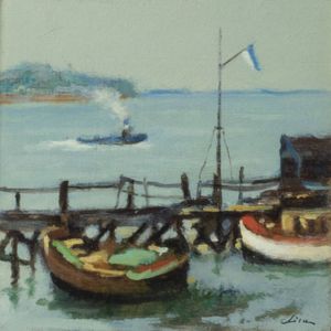 MARIO LISA Torino 1908 - 1992 - Paesaggio lacustre 1976