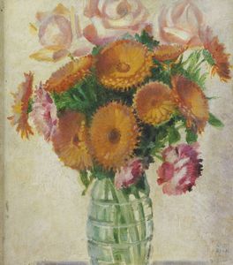 GIOVANNI RIVA Torino 1890 - 1973 - Vaso con fiori 9/2/44