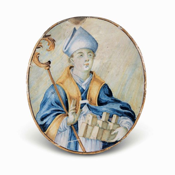 Piccola targa ovale<BR>Castelli, bottega dei Gentili, 1785-1790 <BR>  - Asta Maioliche e Porcellane - Associazione Nazionale - Case d'Asta italiane