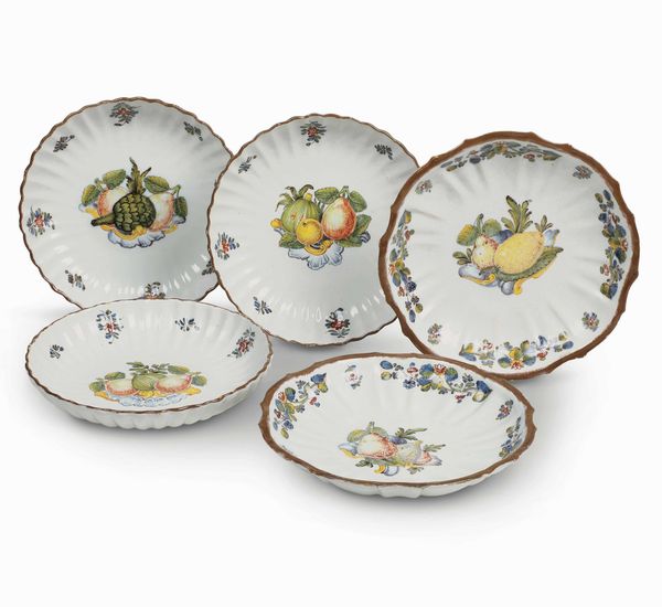 Cinque bacinelle<BR>Nove, Manifaturra di Pasquale Antonibon, 1750-1770  - Asta Maioliche e Porcellane - Associazione Nazionale - Case d'Asta italiane