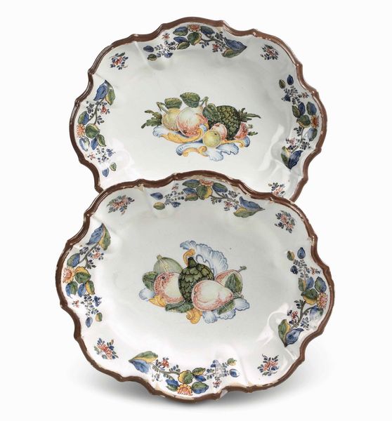 Coppia di vassoi ovali<BR>Nove, Manifaturra di Pasquale Antonibon, 1750-1770  - Asta Maioliche e Porcellane - Associazione Nazionale - Case d'Asta italiane