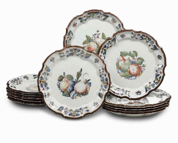 Dodici piatti<BR>Nove, Manifaturra di Pasquale Antonibon, 1750-1770<BR>  - Asta Maioliche e Porcellane - Associazione Nazionale - Case d'Asta italiane