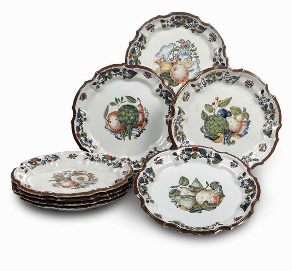 Otto piatti<BR>Nove, Manifaturra di Pasquale Antonibon, 1750-1770<BR>  - Asta Maioliche e Porcellane - Associazione Nazionale - Case d'Asta italiane