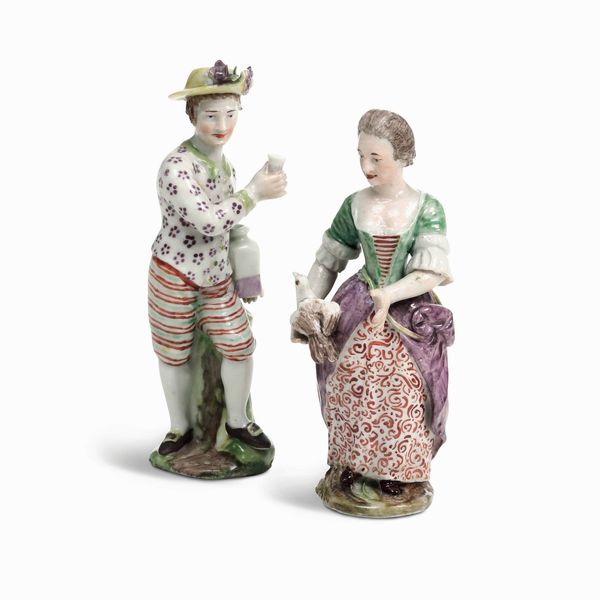 Coppia piccole figure<BR>Venezia, Manifattura Cozzi, 1770-1785<BR><BR>  - Asta Maioliche e Porcellane - Associazione Nazionale - Case d'Asta italiane