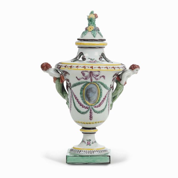 Piccolo vaso pot-pourri con coperchio<BR> Nove, Manifattura Antonibon, gestione Parolin, 1781-1802 <BR>  - Asta Maioliche e Porcellane - Associazione Nazionale - Case d'Asta italiane