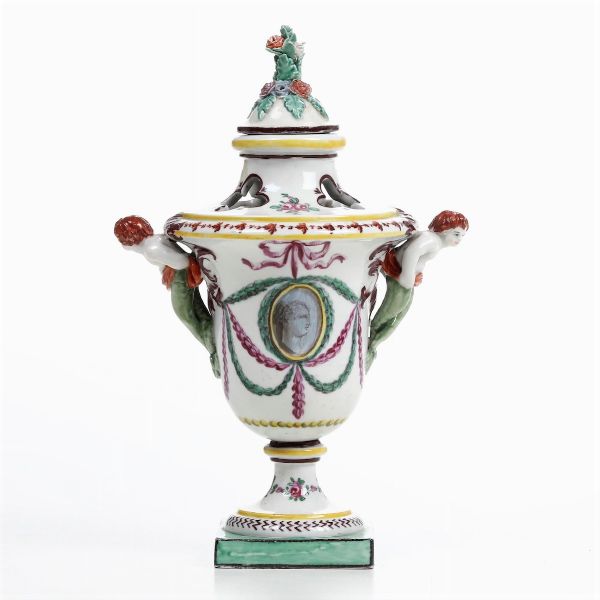 Piccolo vaso pot-pourri con coperchio<BR> Nove, Manifattura Antonibon, gestione Parolin, 1781-1802 <BR>  - Asta Maioliche e Porcellane - Associazione Nazionale - Case d'Asta italiane