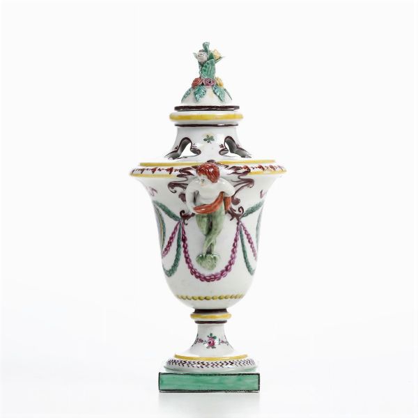Piccolo vaso pot-pourri con coperchio<BR> Nove, Manifattura Antonibon, gestione Parolin, 1781-1802 <BR>  - Asta Maioliche e Porcellane - Associazione Nazionale - Case d'Asta italiane