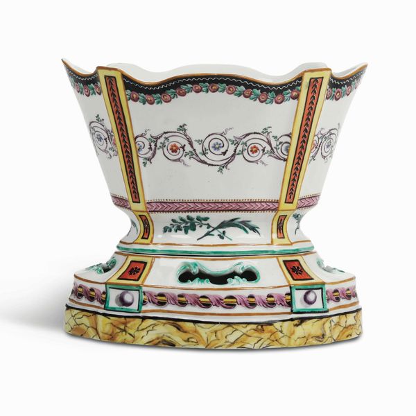 Giardiniera o tulipaniera <BR>Nove, Manifattura Antonibon, gestione Baccin, verso il 1820  - Asta Maioliche e Porcellane - Associazione Nazionale - Case d'Asta italiane