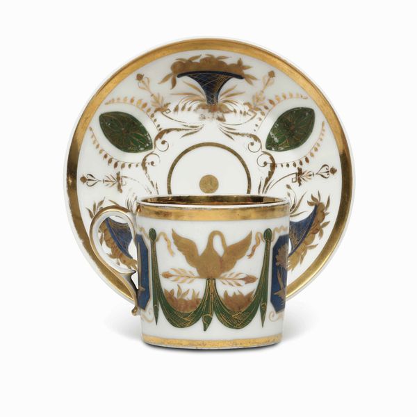 Tazza con piattino<BR>Parigi, La Courtille, Manifattura Locr, 1800 circa <BR><BR>  - Asta Maioliche e Porcellane - Associazione Nazionale - Case d'Asta italiane