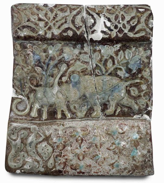 Mattonella<BR>Persia (Iran), Kashan, XIII-XIV secolo  - Asta Maioliche e Porcellane - Associazione Nazionale - Case d'Asta italiane