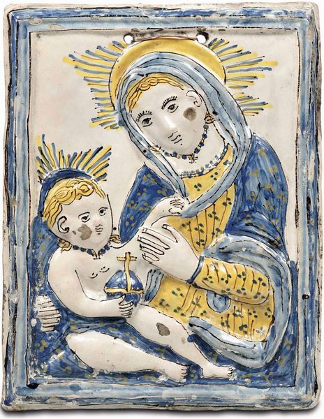 Targa devozionale <BR>Officina laziale (prob. Bagnoregio), seconda met del 600<BR>  - Asta Maioliche e Porcellane - Associazione Nazionale - Case d'Asta italiane