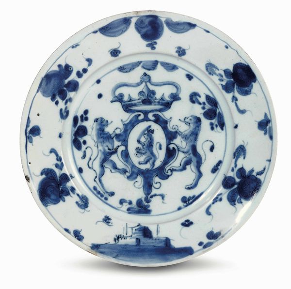 Piatto<BR>Savona, Manifattura Chiodo-Peirano, verso la fine del XVII secolo<BR>  - Asta Maioliche e Porcellane - Associazione Nazionale - Case d'Asta italiane