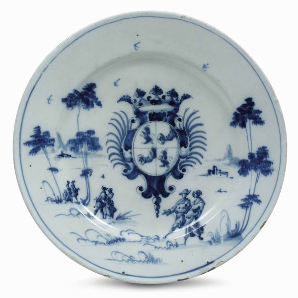 Grande piatto<BR>Savona, Manifattura Chiodo, met del XVIII secolo  - Asta Maioliche e Porcellane - Associazione Nazionale - Case d'Asta italiane