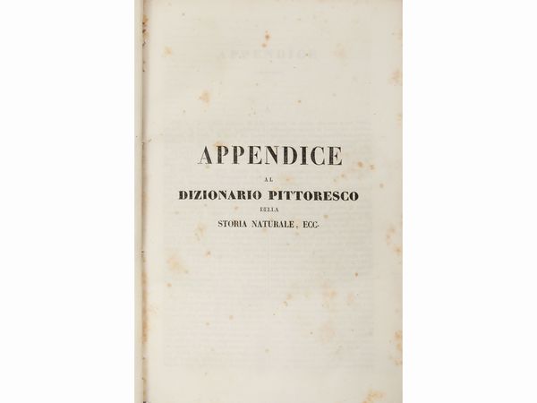 Ercole Marenesi : Dizionario pittoresco della storia naturale e delle manifatture  - Asta La Collezione Bucciarelli: libri antichi ed incunaboli - Associazione Nazionale - Case d'Asta italiane