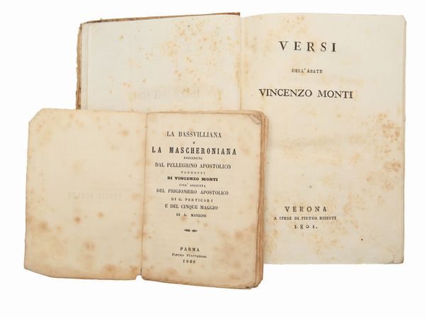 VINCENZO MONTI : Poesie dell'abate Vincenzo Monti  - Asta La Collezione Bucciarelli: libri antichi ed incunaboli - Associazione Nazionale - Case d'Asta italiane