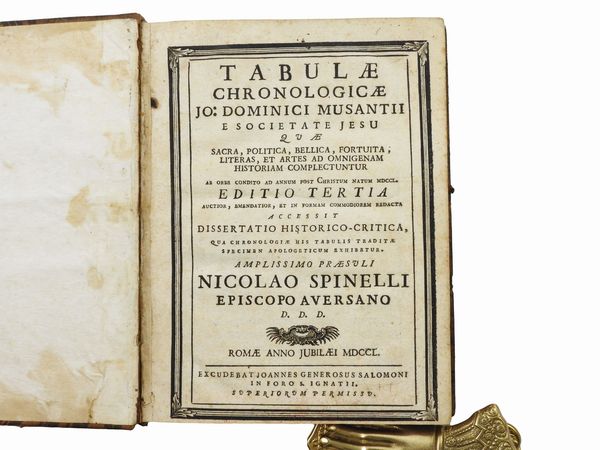 Giovanni Domenico Musanti : Tabulae chronologicae Jo. Dominici Musantii e Societate Jesu  - Asta La Collezione Bucciarelli: libri antichi ed incunaboli - Associazione Nazionale - Case d'Asta italiane