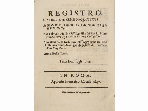 Marsilio Onorati : Vita di Giesv Christo Redentor nostro ... Parte Quarta  - Asta La Collezione Bucciarelli: libri antichi ed incunaboli - Associazione Nazionale - Case d'Asta italiane
