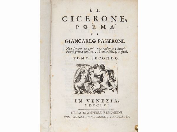 Giancarlo Passeroni : Il Cicerone  - Asta La Collezione Bucciarelli: libri antichi ed incunaboli - Associazione Nazionale - Case d'Asta italiane