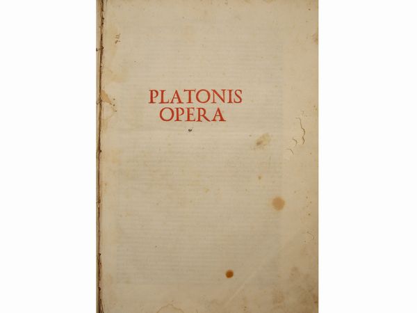 Plato : Platonis Opera  - Asta La Collezione Bucciarelli: libri antichi ed incunaboli - Associazione Nazionale - Case d'Asta italiane