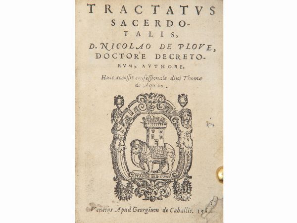 Nicolaus de Plove : Tractatus sacerdotalis...  - Asta La Collezione Bucciarelli: libri antichi ed incunaboli - Associazione Nazionale - Case d'Asta italiane