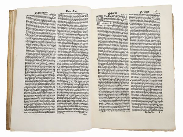 Tommaso d'Aquino : Sanctus Thomas de Aquino super quartum librum magistri sententiarum nouissime recognitus  - Asta La Collezione Bucciarelli: libri antichi ed incunaboli - Associazione Nazionale - Case d'Asta italiane