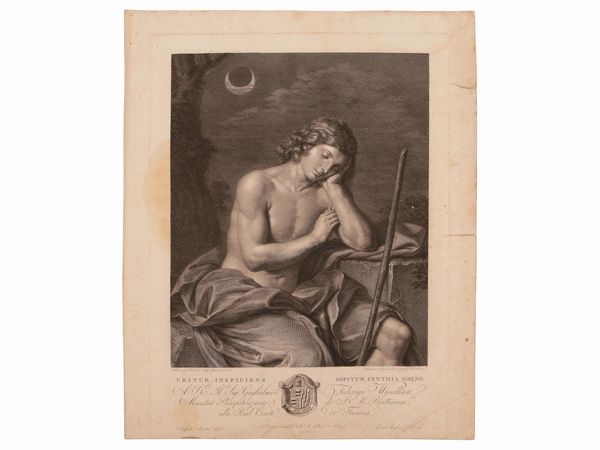 Antonio Morghen : Uritur inspiciens sopitum cynthia somno, Giovanni Francesco Barbieri detto Guercino after  - Asta La Collezione Bucciarelli: libri antichi ed incunaboli - Associazione Nazionale - Case d'Asta italiane
