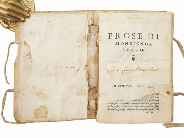 PIETRO BEMBO : Prose di Monsignor Bembo  - Asta La Collezione Bucciarelli: libri antichi ed incunaboli - Associazione Nazionale - Case d'Asta italiane