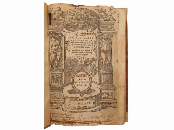 ANDREA ALCIATI : D. And. Alciati Emblemata denuo ab ipso autore recognita  - Asta La Collezione Bucciarelli: libri antichi ed incunaboli - Associazione Nazionale - Case d'Asta italiane