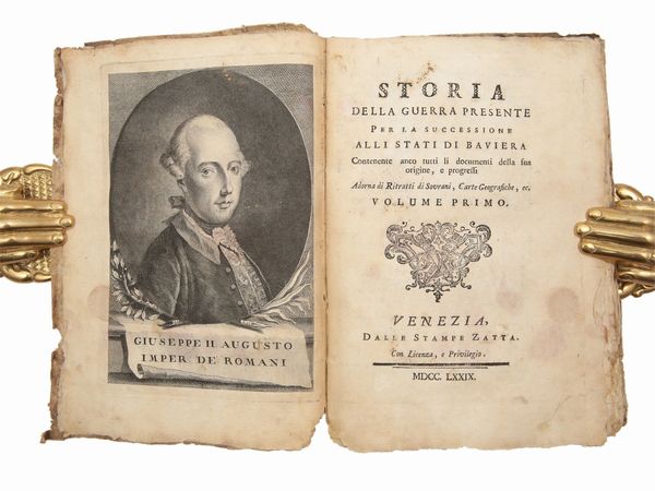 Domenico Caminer : Storia della guerra presente per la successione alli stati di Baviera  - Asta La Collezione Bucciarelli: libri antichi ed incunaboli - Associazione Nazionale - Case d'Asta italiane