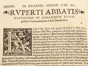 Rupertus Tuitiensis : Ruperti abbatis monasterii Tuitiensis...  - Asta La Collezione Bucciarelli: libri antichi ed incunaboli - Associazione Nazionale - Case d'Asta italiane