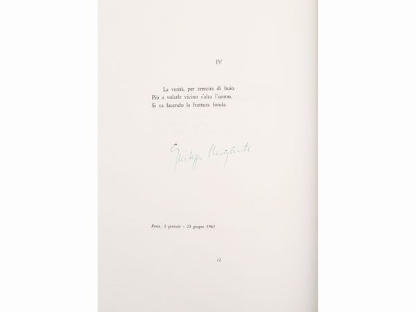 LUCIO FONTANA : Giuseppe Ungaretti, Apocalissi e sedici traduzioni, con due opere originali di Lucio Fontana  - Asta La collezione Bucciarelli: dipinti, grafiche, edizioni d'artista - Associazione Nazionale - Case d'Asta italiane