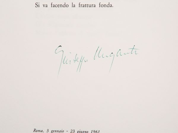 LUCIO FONTANA : Giuseppe Ungaretti, Apocalissi e sedici traduzioni, con due opere originali di Lucio Fontana  - Asta La collezione Bucciarelli: dipinti, grafiche, edizioni d'artista - Associazione Nazionale - Case d'Asta italiane