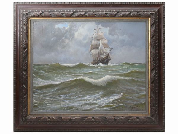 Dario Santini : In alto mare  - Asta La collezione Bucciarelli: dipinti, grafiche, edizioni d'artista - Associazione Nazionale - Case d'Asta italiane