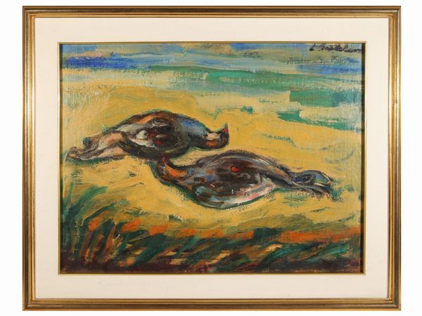 Luigi Bartolini : Natura morta con selvaggina  - Asta La collezione Bucciarelli: dipinti, grafiche, edizioni d'artista - Associazione Nazionale - Case d'Asta italiane