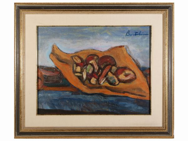 Luigi Bartolini : Natura per sala da pranzo 1960  - Asta La collezione Bucciarelli: dipinti, grafiche, edizioni d'artista - Associazione Nazionale - Case d'Asta italiane